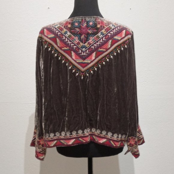 Johnny Was Graphite velour embroidered jacket - Picture 6 of 16